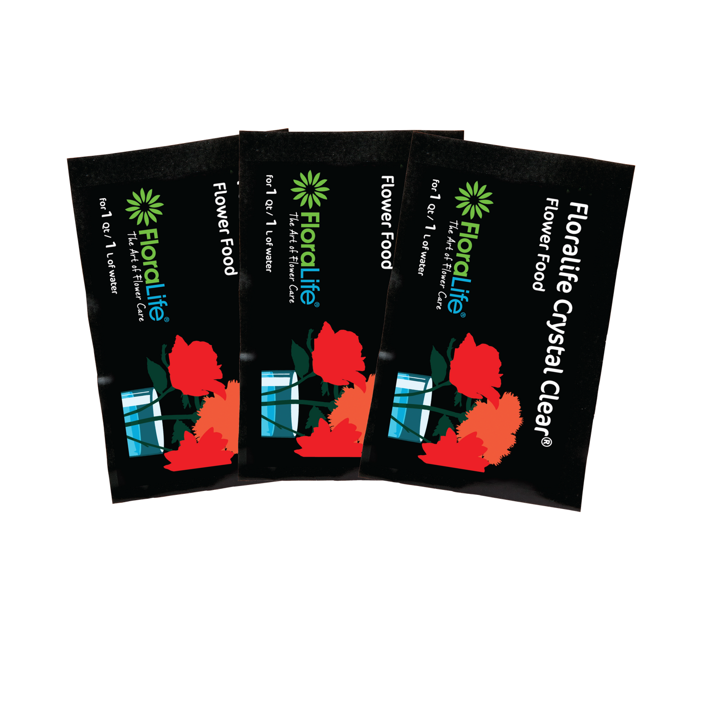 FloraLife Crystal Clear® Flower Food Packets for 1 Quart of Water. Box packed 1000 packets.
