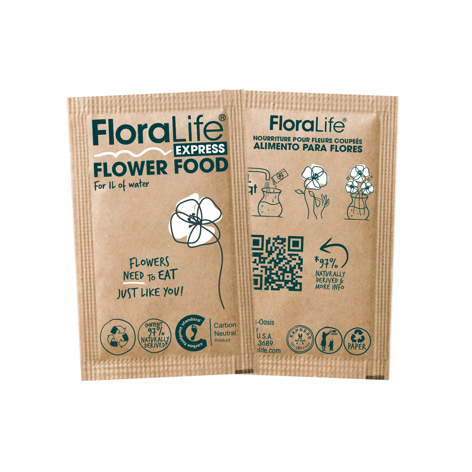 FloraLife® Express Universal 300 Recyclable Paper Packets - Improved Moisture Barrier